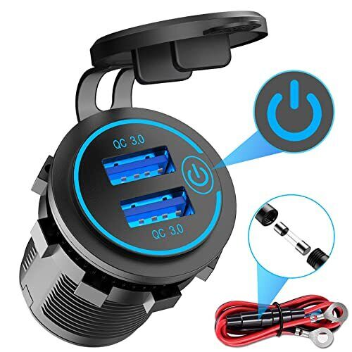 Waterproof Marine Boat Usb Charger 12v Dual Usb C Pd3.0 Type C Qc3.0 Car Charger Socket Power Outlet With Led Voltmeter Switch