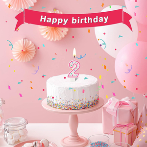 Venta al por mayor nuevo quilate doble cara Rosa Sweety <span class=keywords><strong>Feliz</strong></span> <span class=keywords><strong>cumpleaños</strong></span> número individual velas digitales para festivo - Product Image 4