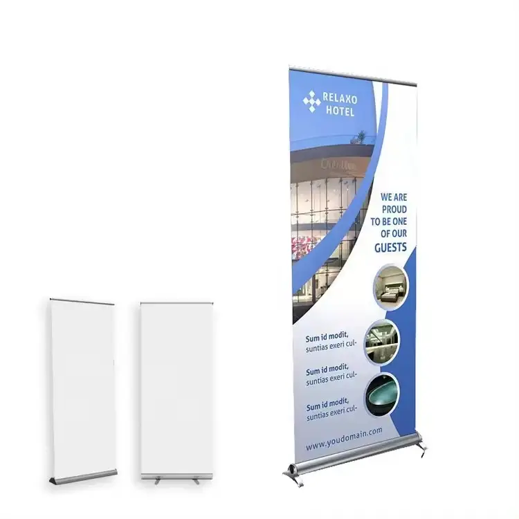 Özel alüminyum Roll-Up afiş ekranı standı açık reklam fuar promosyon Banner standı geri çekilebilir