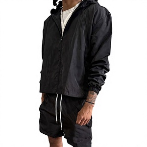 Ensemble de survêtement gris à capuche pour homme – Décontracté, été, séchage rapide, polyester, short et veste, tenue de sport - Product Image 4