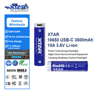 Batterie Li-ion rechargeable XTAR OEM <span class=keywords><strong>18650</strong></span> 3500mAh 3.6V avec puce intelligente, charge rapide, fonction de protection multiple et port USB-C - Product Image 1