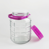 Bocal en verre de cornichons de grande taille 3L avec poignée en plastique couvercle bocal de fermentation large bouche hermétique couvercles de bec verseur en plastique