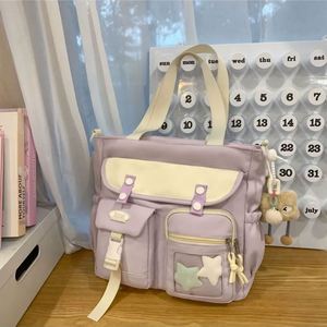 Sac fourre-tout en toile élégant et tendance, grande capacité, pour étudiants, décontracté, à bandoulière, multi-poches - Product Image 1