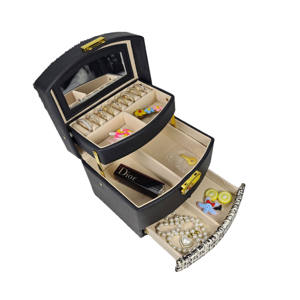 Boîte à <span class=keywords><strong>bijoux</strong></span> en cuir PU LG7257A, organiseur de <span class=keywords><strong>bijoux</strong></span> fonctionnel, étui de rangement pour <span class=keywords><strong>bijoux</strong></span> avec fermeture à boucle pour femmes et filles, bagues, colliers, boucles d'oreilles - Product Image 2