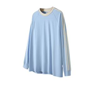 <span class=keywords><strong>2024</strong></span> Otoño Invierno lavado tres barras deportes hombro manga larga <span class=keywords><strong>Camiseta</strong></span> hombres suelta Color sólido - Product Image 6