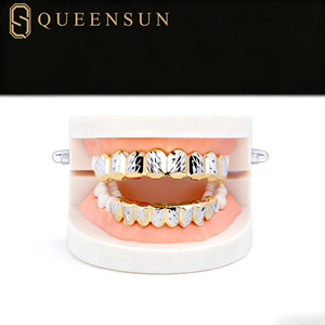 Mịn lát đá outdiamond grillz phiên bản queensun mô hình 123 5g S925 Bạc Vàng rắn <span class=keywords><strong>bezel</strong></span> thiết lập răng Unisex - Product Image 2
