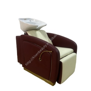 Sillón de peluquería Kisen con plato de cerámica, silla especial para salón de belleza, elevación manual de piernas para barbería. - Product Image 1