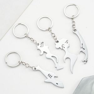 Nouveau porte-clés créatif en acier inoxydable avec décapsuleur et logo gravé au laser, pendentif fonctionnel, cadeau d'affaires - Product Image 2