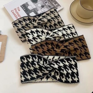 Retro Houndstooth Hnitted Yarn <strong>Headband</strong> With Wide EdgesSporty Autumn Winter <strong>Headband</strong> <strong>Black</strong> <strong>White</strong> <strong>Headband</strong> for Women - Product Image 3