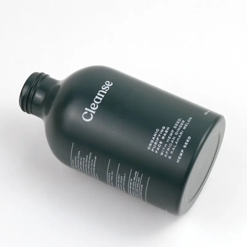 New technology matte green aluminum pump bottle for cosmetic shampoo gel cleaner