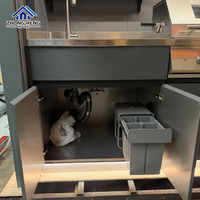 Conjunto de Cocina Modular para Jardín, Resistente a la Intemperie, con Fregadero, Refrigerador y Campana Extractora Integrados, de Acero Inoxidable
