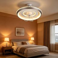 Ventilateur de plafond moderne et minimaliste pour chambre, salon, bureau à domicile, avec lampe, tête oscillante, télécommande, gradation progressive, acrylique, 3 couleurs