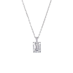 Dinle Moissanite <b>Necklace</b> S925 Silver Emerald Cut 2ct <b>D</b> Color VVS1 Clarity Daily Wear - Product Image 3