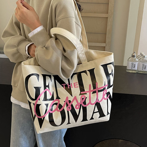 Sac fourre-tout en toile écologique pour les femmes Logo personnalisé fermeture éclair plage voyage épicerie dessin animé promotionnel - Product Image 6