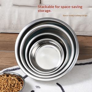 Anti-Slip Double-Walled Stainless Steel Bowl Cats Pet Basic Food Water Feeding Stocked Single Rubber Base Rounded Vacuum - Product Image 4