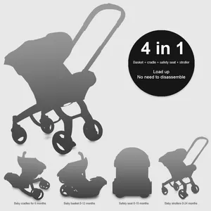 Popular cochecito 4 en 1 multifuncional asiento de coche de bebé cochecito de alta calidad plegable portátil de viaje cochecito de bebé