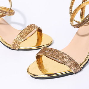 Factory Direct Sales Wholesale High Sexy Rhinestone Chunky Heel One Foot Ring <b>Sandals</b> for Women Shoes - Product Image 6