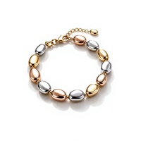 Pulsera de eslabones martillados con dijes de guijarro en tono oro rosa, brazalete personalizado, regalo de joyería, para fiestas