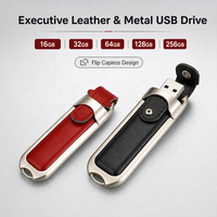 Clé USB 2.0 en cuir avec logo personnalisé, porte-clés métallique, 64 Go, cryptée, garantie 3 ans, design élégant