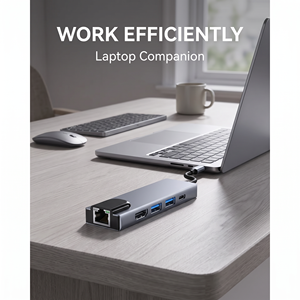 5-in-1 <strong>USB</strong> <strong>C</strong> Hub Ethernet RJ45 Type <strong>C</strong> <strong>Docking</strong> Station IOS HP <strong>Dell</strong> Lenovo Laptop Best Price HDTV <strong>USB</strong> 3.0 Charging PD - Product Image 3