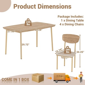 Juego de mesa y sillas de comedor minimalistas de madera maciza, sillas tapizadas cómodas, mesa y sillas multifuncionales - Product Image 3