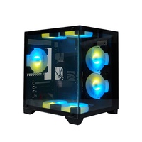 Manmu Pc Case Matx Gaming Cases White Color Mid Tower Micro Desk Casing Tempered Glass Computer Cabinet Pc Case with Fans