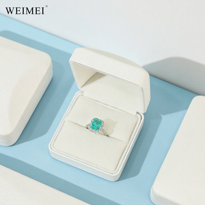 Boîte à bijoux WEIMEI de luxe en cuir PU blanc avec logo personnalisé, vente en gros, pour mariage, fiançailles, bague, collier, pendentif - Product Image 3
