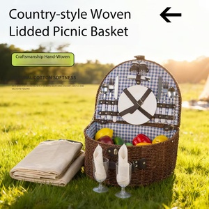 Cesta de Picnic para Playa, Cesta con Tapa Cuadrada o Redonda, para Acampar al Aire Libre, Playa, Citas Románticas, Día de San Valentín - Product Image 2