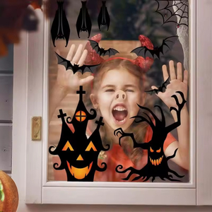 Halloween Spooky Festive Double Sided <strong>Decals</strong> Featuring Spider Bat Tree Spirit PVC Window Stickers for Home Party Exterior Decor - Product Image 2