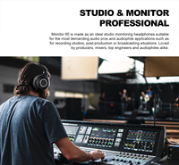 Headphone Studio Monitor Berkabel OneOdio Monitor 60 Hi-Res dengan Driver 50mm, Headset Over Ear untuk Rekaman, Mixing, DJ, dan Podcast
