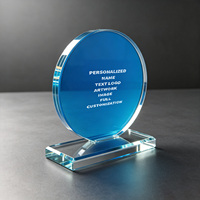 Neelpure 186642 Plaque en cristal personnalisée avec gravure photo, cercle bleu, pour souvenir de remise de diplôme