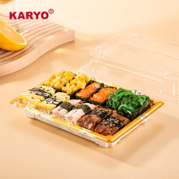 KARYO 1109 Boîte à sushi rectangulaire jetable de qualité alimentaire, haute transparence, anti-buée