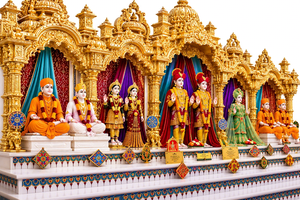 Big BAPS Shri Swaminarayan <b>Mandir</b> Satsang & Community Prayer Halls Traditional Teak Wood Durable Golden Arch Design - Product Image 4