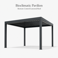 Pergola bioclimatique extérieure avec toit à lames orientables télécommandées, dimensions personnalisées de 3x3 à 6x4m