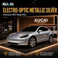 Film adhésif pour voiture KUCAI, série romantique brillante métallisée, argent métallisé électro-plaqué, 1,52*17m, film de protection pour voiture