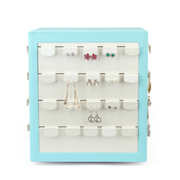 Nid d'abeille granuleux cuir Armoire ronde velours Pu boucles d'oreilles rotatif mallette de rangement Table bijoux organisateur boîte pour magasin