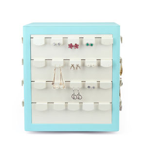 Nid d'abeille granuleux cuir Armoire ronde velours Pu boucles d'oreilles rotatif mallette de rangement Table bijoux organisateur boîte pour magasin - Product Image 1