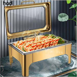 Elegante calentador de alimentos eléctrico de 6 litros, de acero inoxidable, con alcohol, estilo europeo de lujo, color dorado, para uso en restaurantes, con garantía completa. - Product Image 3