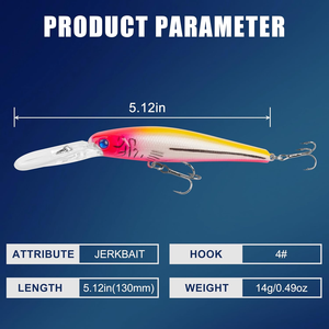 Kit de 10 leurres durs de type Minnow Jerkbait pour la pêche en eau profonde, pour la <span class=keywords><strong>truite</strong></span>, le brochet, le bar, le poisson-bleu, en eau salée et en eau douce, pour la pêche à la traîne - Product Image 3