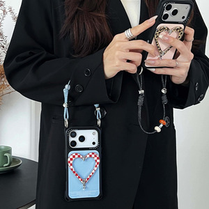 Funda para Teléfono Zenos Estilo Coreano con Soporte en Forma de Corazón y Correa Cruzada, Cubierta de Cuero a Prueba de Golpes en las 4 Esquinas para iPhone - Product Image 3