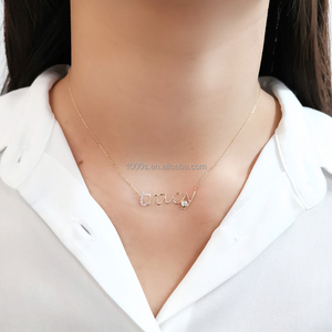 Collar <span class=keywords><strong>de</strong></span> <span class=keywords><strong>Oro</strong></span> Macizo Personalizable <span class=keywords><strong>con</strong></span> <span class=keywords><strong>Nombre</strong></span> en Letra, Diseño Único, 9K 14K 18K, Collar <span class=keywords><strong>de</strong></span> Diamantes <span class=keywords><strong>de</strong></span> Moda - Product Image 2