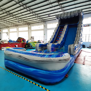 Tobogán acuático inflable de color mármol para niños con piscina para fiestas de verano en el patio trasero - Product Image 3