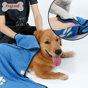 Großhandel Custom Cartoon Logo Bad Haustier Handtuch Wasch bar Schnellt rocknend Absorbent Bestickt Druck Mikro faser Hunde tuch - Product Image 1