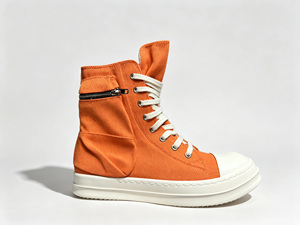 Baskets montantes en toile à bout rond avec détail poche, à lacets et semelle épaisse, chaussures décontractées toutes saisons - Product Image 4