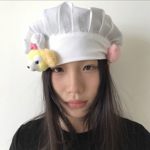 Lindo Gorro de Chef a Rayas <span class=keywords><strong>para</strong></span> Mujer, <span class=keywords><strong>para</strong></span> Todas las Estaciones, 100% Algodón Transpirable, Diseño de Dibujos Animados Kiki, Popular en Internet, Divertido y Dulce - Product Image 1
