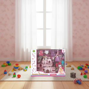 Juego de juguetes de red con forma de castillo de princesa con muñeca y muebles para que los niños jueguen 23x8x29 cm - Product Image 3