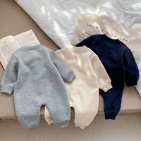 Vêtements pour nouveau-nés, combinaison décontractée d'hiver pour bébé, couleur unie, unisexe, manches longues, combinaison 3T, polyester/coton, fermeture à boutons