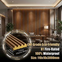 Panel Dinding Beralur WPC BAIJAX 110x18mm Tahan Air dan Lembab, Lapisan Serat Kayu Bambu, Tahan Api B1, Kelas ENF, untuk Villa Dalam Ruangan