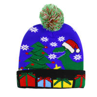 Baby Girl Christmas cotone organico Emf Winter Beanie Toboggan Pom Pom cappelli cappello neonato con Led
