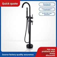 Robinet de baignoire en acier inoxydable 304 brossé, avec douchette, pour eau chaude et froide, à poser au sol, vertical